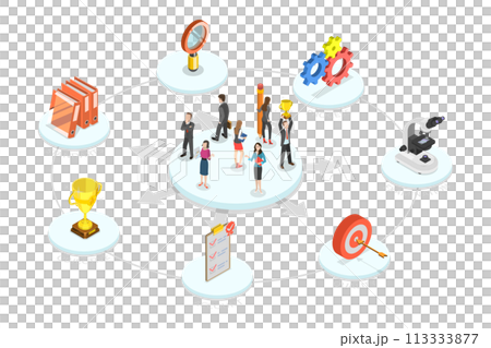 3D Isometric Flat  Conceptual Illustration of Business Audit 113333877