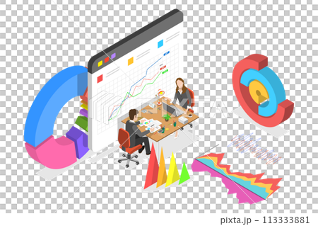 3D Isometric Flat Conceptual Illustration of Financial Audit 3D Isometric Flat Conceptual Illustration of Financial Audit 113333881