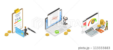 3D Isometric Flat Conceptual Illustration of Personal Loan 3D Isometric Flat Conceptual Illustration of Personal Loan 113333883