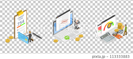 3D Isometric Flat Conceptual Illustration of Personal Loan 3D Isometric Flat Conceptual Illustration of Personal Loan 113333883