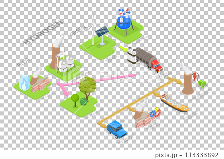 3D Isometric Flat Conceptual Illustration of Blue vs Green Hydrogen 3D Isometric Flat Conceptual Illustration of Blue vs Green Hydrogen 113333892