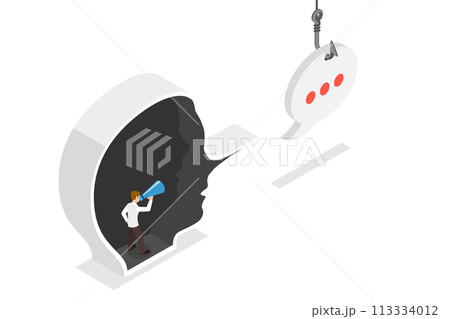 3D Isometric Flat  Conceptual Illustration of Fake Identity 113334012