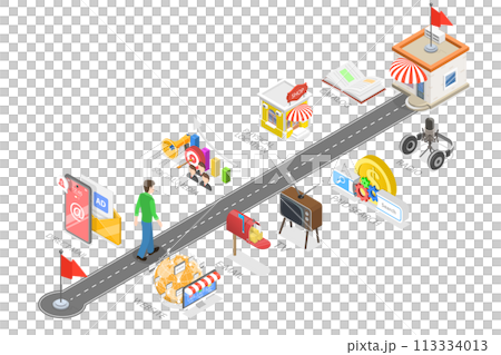 3D Isometric Flat Conceptual Illustration of Omnichannel 3D Isometric Flat Conceptual Illustration of Omnichannel 113334013