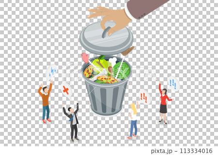 3D Isometric Flat Conceptual Illustration of Food Waste Problem 3D Isometric Flat Conceptual Illustration of Food Waste Problem 113334016