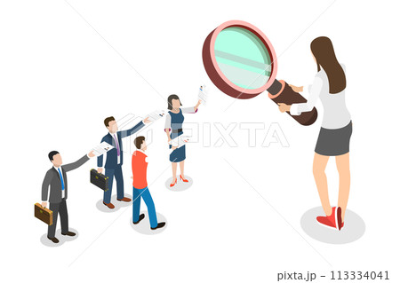 3D Isometric Flat Conceptual Illustration of Human Resources 3D Isometric Flat Conceptual Illustration of Human Resources 113334041