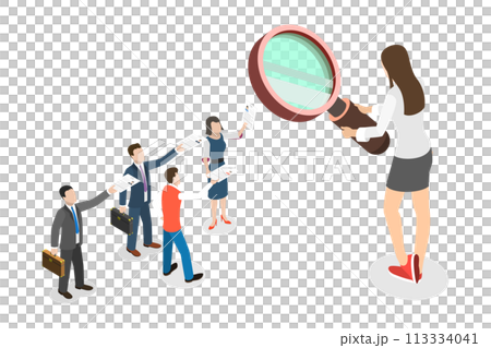 3D Isometric Flat Conceptual Illustration of Human Resources 3D Isometric Flat Conceptual Illustration of Human Resources 113334041