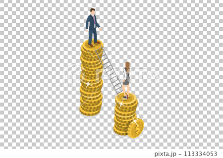3D Isometric Flat Conceptual Illustration of Gender Discrimination 3D Isometric Flat Conceptual Illustration of Gender Discrimination 113334053