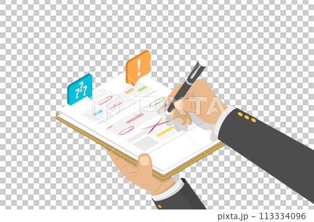 3D Isometric Flat  Conceptual Illustration of Text Document Editing 113334096
