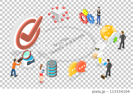 3D Isometric Flat Conceptual Illustration of Digital Transformation 3D Isometric Flat Conceptual Illustration of Digital Transformation 113334104