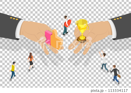 3D Isometric Flat  Conceptual Illustration of Employee Appreciation 113334117