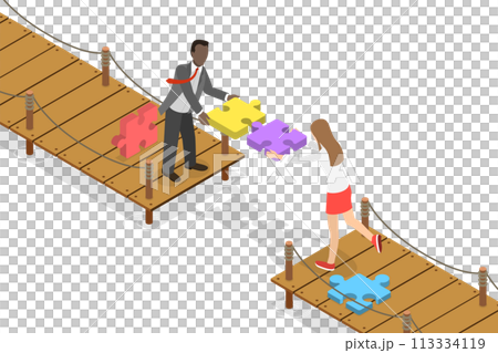 3D Isometric Flat Conceptual Illustration of Relationship Gap 3D Isometric Flat Conceptual Illustration of Relationship Gap 113334119