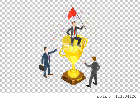 3D Isometric Flat Conceptual Illustration of Career Success 3D Isometric Flat Conceptual Illustration of Career Success 113334120