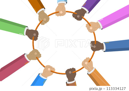 3D Isometric Flat  Conceptual Illustration of Teamwork And Collaboration 113334127