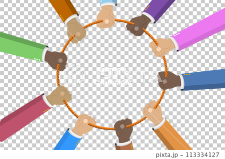 3D Isometric Flat  Conceptual Illustration of Teamwork And Collaboration 113334127