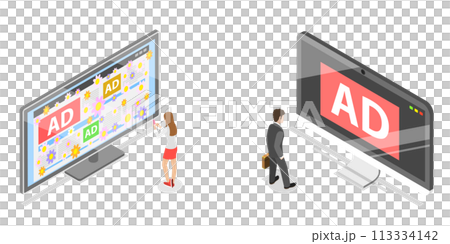 3D Isometric Flat Conceptual Illustration of Display vs Native Advertising 3D Isometric Flat Conceptual Illustration of Display vs Native Advertising 113334142