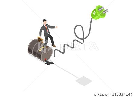 3D Isometric Flat  Conceptual Illustration of Energy Transition 113334144