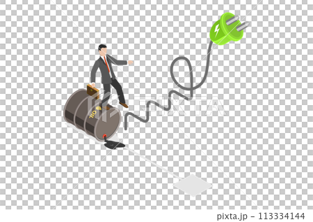 3D Isometric Flat  Conceptual Illustration of Energy Transition 113334144