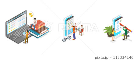 3D Isometric Flat Conceptual Illustration of Customer Feedback 3D Isometric Flat Conceptual Illustration of Customer Feedback 113334146