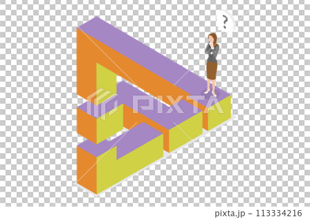 3D Isometric Flat  Conceptual Illustration of Impossible Figure 113334216