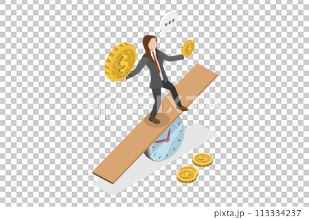 3D Isometric Flat  Conceptual Illustration of Time Value Of Money 113334237