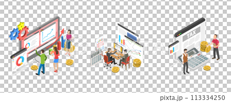 3D Isometric Flat Conceptual Illustration of Business Analysis 3D Isometric Flat Conceptual Illustration of Business Analysis 113334250