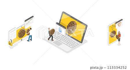 3D Isometric Flat Conceptual Illustration of Web Cookie 3D Isometric Flat Conceptual Illustration of Web Cookie 113334252
