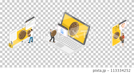 3D Isometric Flat Conceptual Illustration of Web Cookie 3D Isometric Flat Conceptual Illustration of Web Cookie 113334252