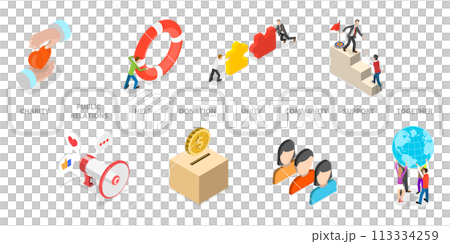 3D Isometric Flat  Conceptual Illustration of Volunteer 113334259