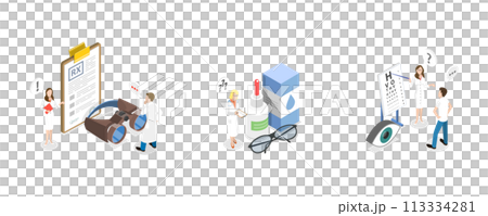 3D Isometric Flat Conceptual Illustration of Ophthalmologist 3D Isometric Flat Conceptual Illustration of Ophthalmologist 113334281