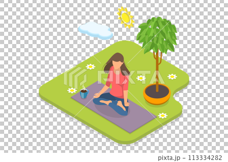 3D Isometric Flat  Conceptual Illustration of Holistic Therapy 113334282