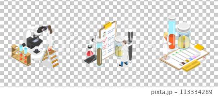 3D Isometric Flat  Conceptual Illustration of Medical Tests 113334289