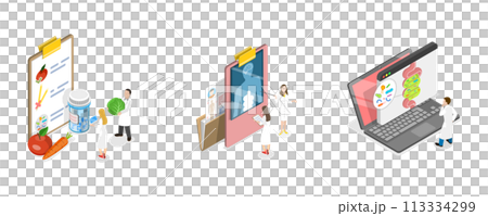 3D Isometric Flat Conceptual Illustration of Digestive Tract Diseases 3D Isometric Flat Conceptual Illustration of Digestive Tract Diseases 113334299