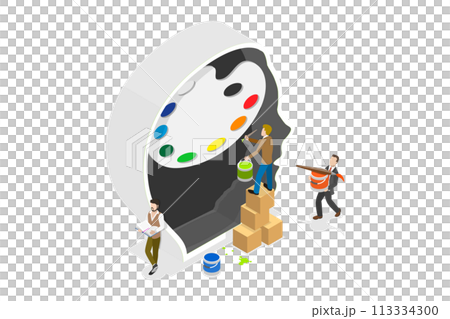3D Isometric Flat  Conceptual Illustration of Color Psychology 113334300