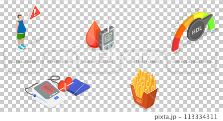 3D Isometric Flat  Conceptual Illustration of Metabolic Syndrome 113334311