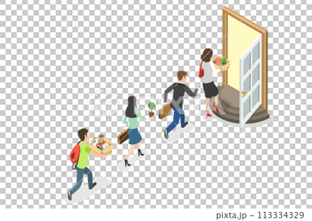 3D Isometric Flat  Conceptual Illustration of Employee Resignation 113334329