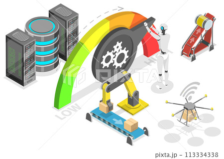 3D Isometric Flat  Conceptual Illustration of Level Of Automation 113334338