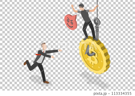 3D Isometric Flat Conceptual Illustration of Cryptocurrency Scams 3D Isometric Flat Conceptual Illustration of Cryptocurrency Scams 113334355