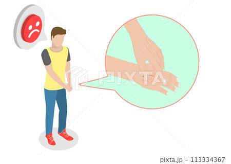 3D Isometric Flat  Conceptual Illustration of Atopic Dermatitis 113334367