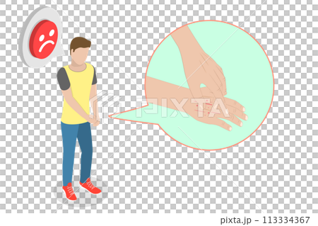 3D Isometric Flat  Conceptual Illustration of Atopic Dermatitis 113334367