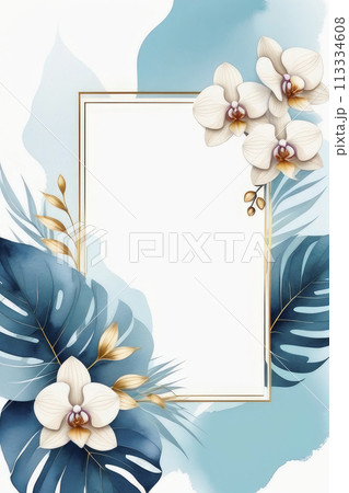 Watercolor wedding invitation template. Abstract art background vector. 113334608