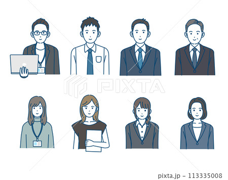 ビジネスパーソン、フリーランスで働く人々のイラスト ビジネスパーソン、フリーランスで働く人々のイラスト 113335008
