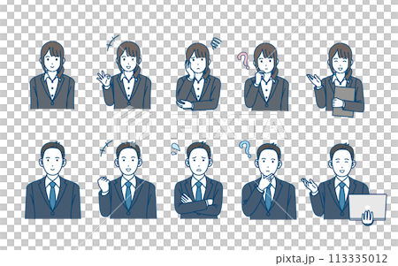 穿著西裝的男女上班族和商務人士的插畫集 穿著西裝的男女上班族和商務人士的插畫集 113335012