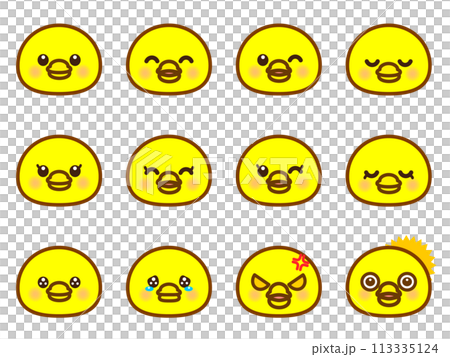Cute chick emotions icon illustration set 3 113335124