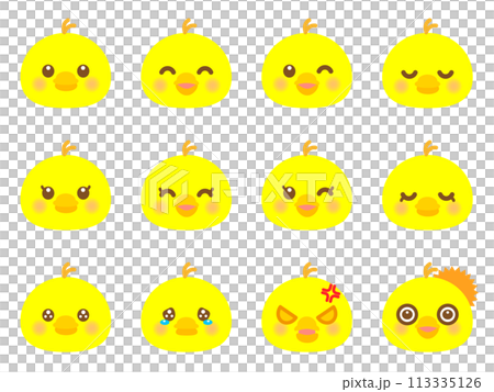 Cute chick emotions icon illustration set 2 113335126