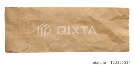 Brown kraft paper bag for packaging products in stores on an isolated background Brown kraft paper bag for packaging products in stores on an isolated background 113335534