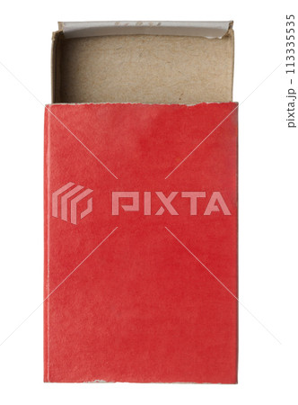 Empty red paper box of matches on isolated background Empty red paper box of matches on isolated background 113335535