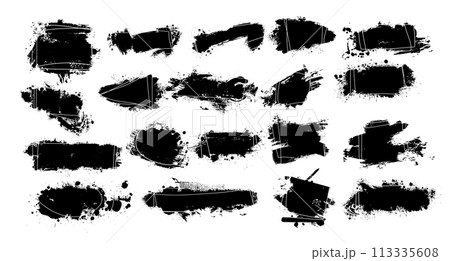 Black brush stroke set isolated on background. Paint brush stroke hand drawing. Not AI. Trendy brush stroke, vector illustration 113335608