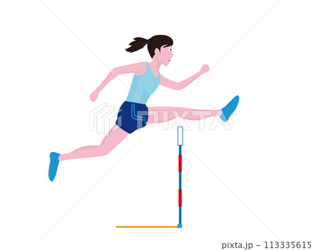 女子の100mハードル競技のイラスト素材です。 113335615