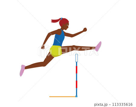 女子の100mハードル競技のイラスト素材です。 113335616