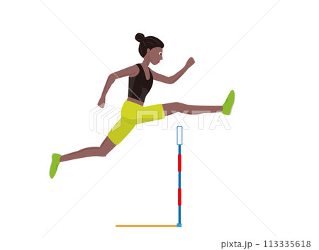 女子の100mハードル競技のイラスト素材です。 113335618